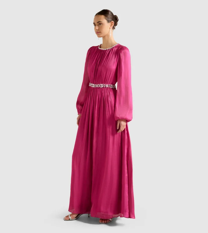 Forever New  ELVIA Metallic Belted Maxi Dress for Women | Best Price UAE